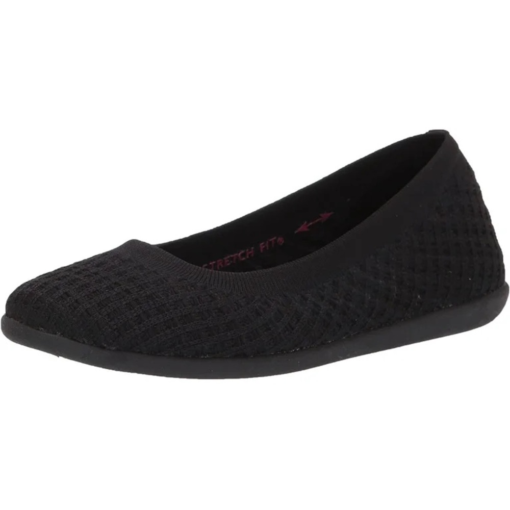 Skechers Cleo Sport "On-A-Roll" Knit Flats Black 8.5 NIB
